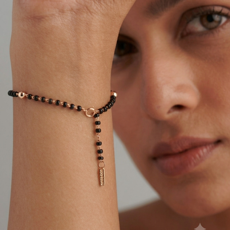 9KT Gold Diamond Infinity Mangalsutra Bracelet