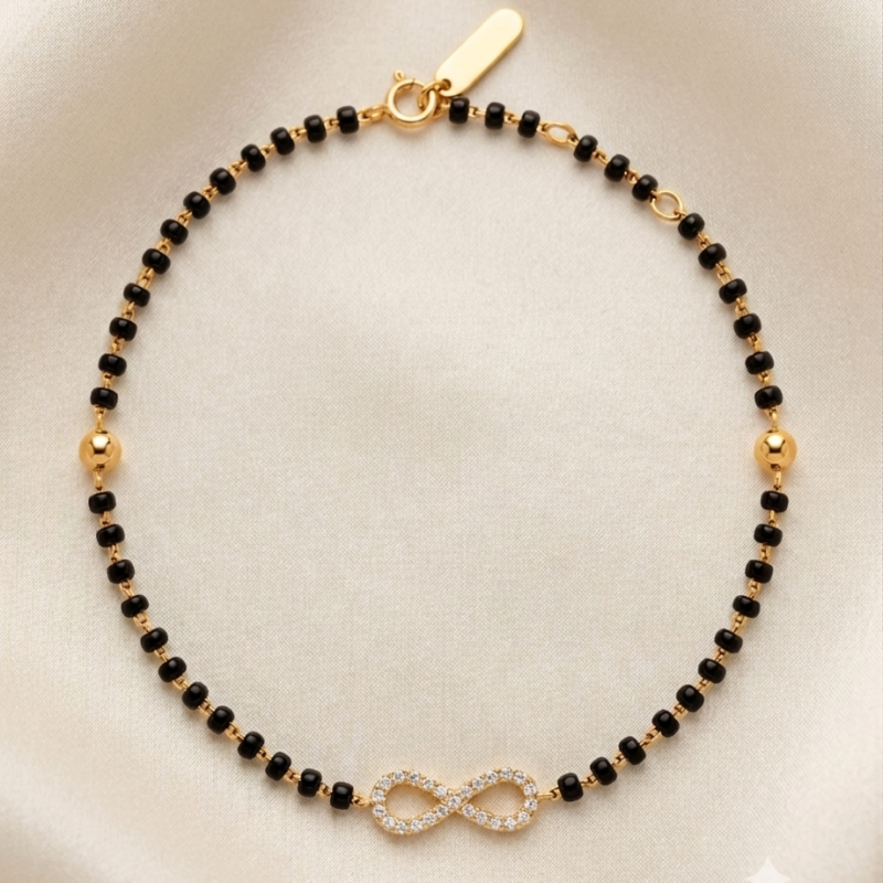 9KT Gold Diamond Infinity Mangalsutra Bracelet