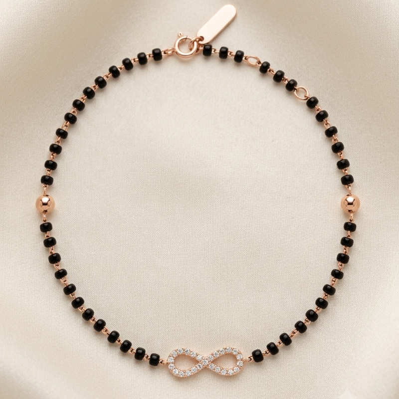 9KT Gold Diamond Infinity Mangalsutra Bracelet