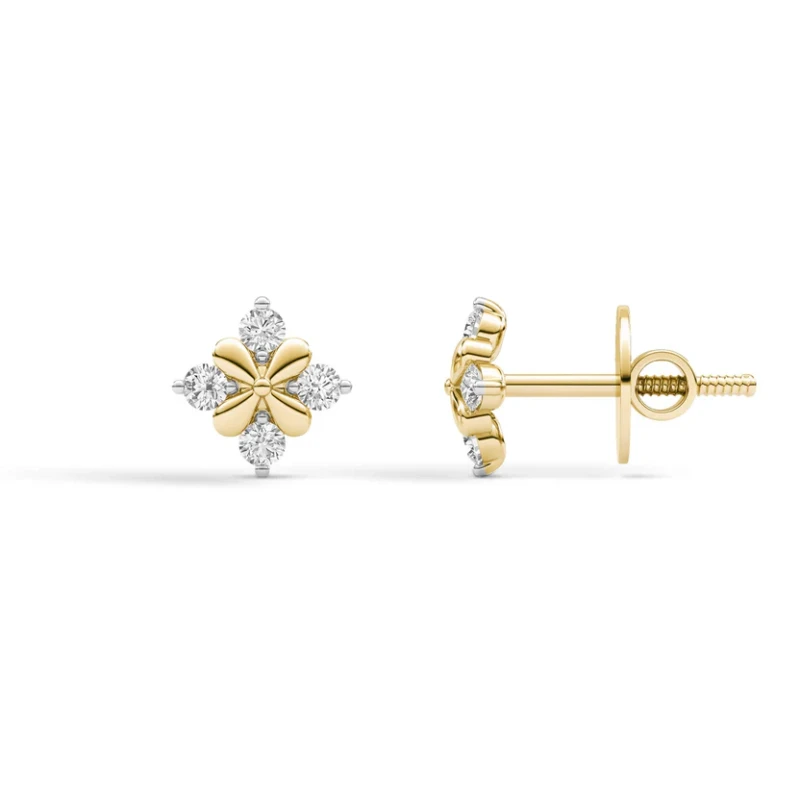 Sixteen Stone Inspired 9KT Gold Diamond Stud Earrings 2