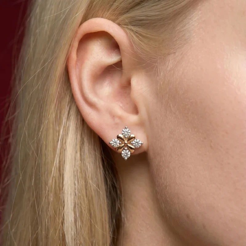 Sixteen Stone Inspired 9KT Gold Diamond Stud Earrings 5