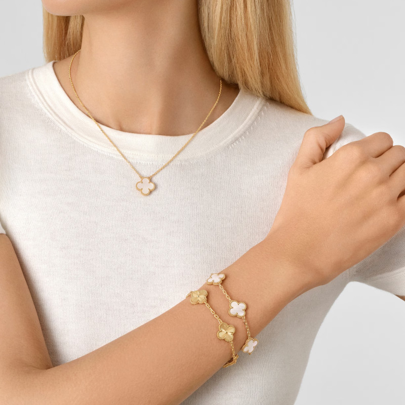 Van Cleef 5 Motif Clover Bracelet | Gold & Silver 2