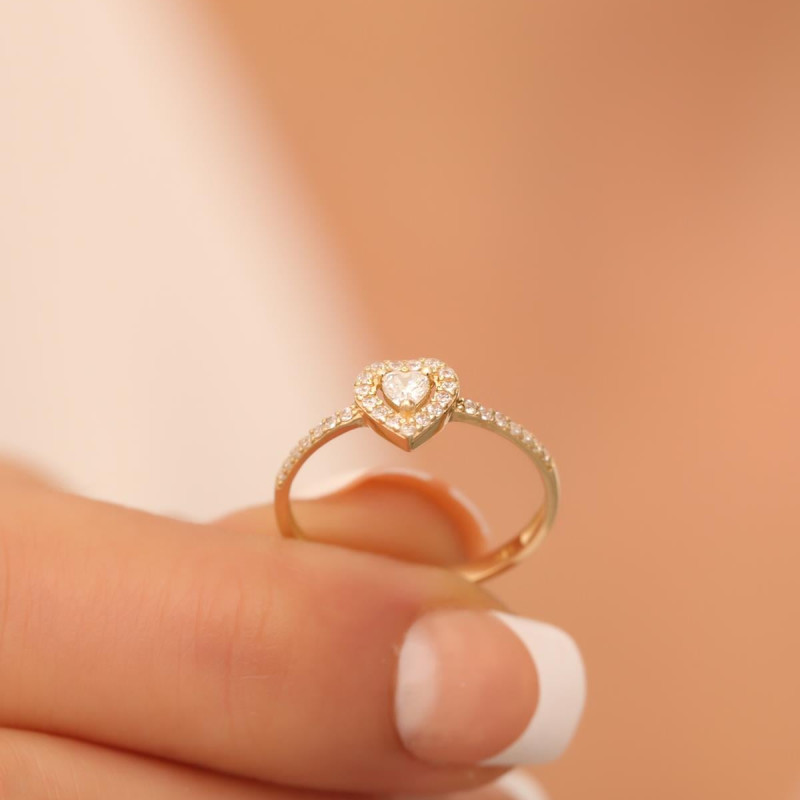 9K Gold Heart Ring 5