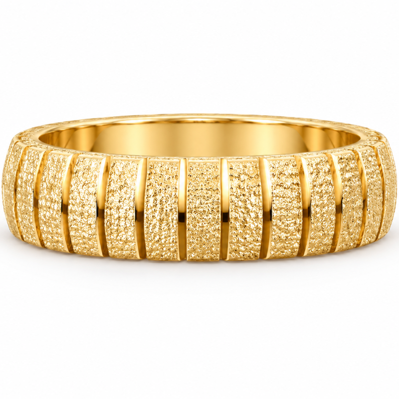9K Gold Striped Glittery Band
