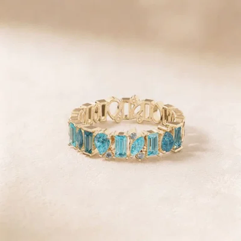 9K Gold Half Band Sparkle Ring 3