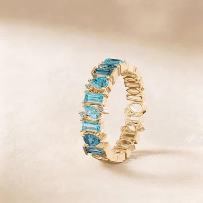 9K Gold Half Band Sparkle Ring 4