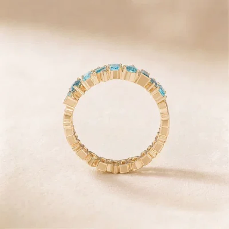 9K Gold Half Band Sparkle Ring 8
