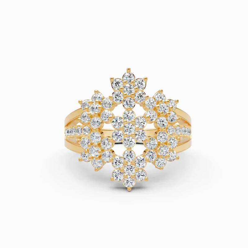 9K Gold Floral Diamond Ring 2