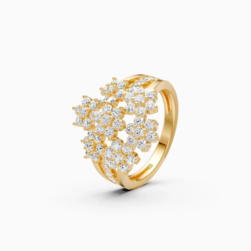 9K Gold Floral Diamond Ring 4