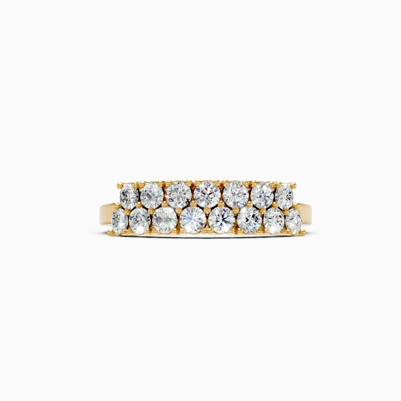 9K Gold Double Row Diamond Band Ring 4