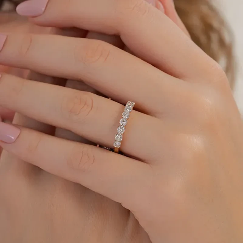 9K Gold Half Band Diamond Ring