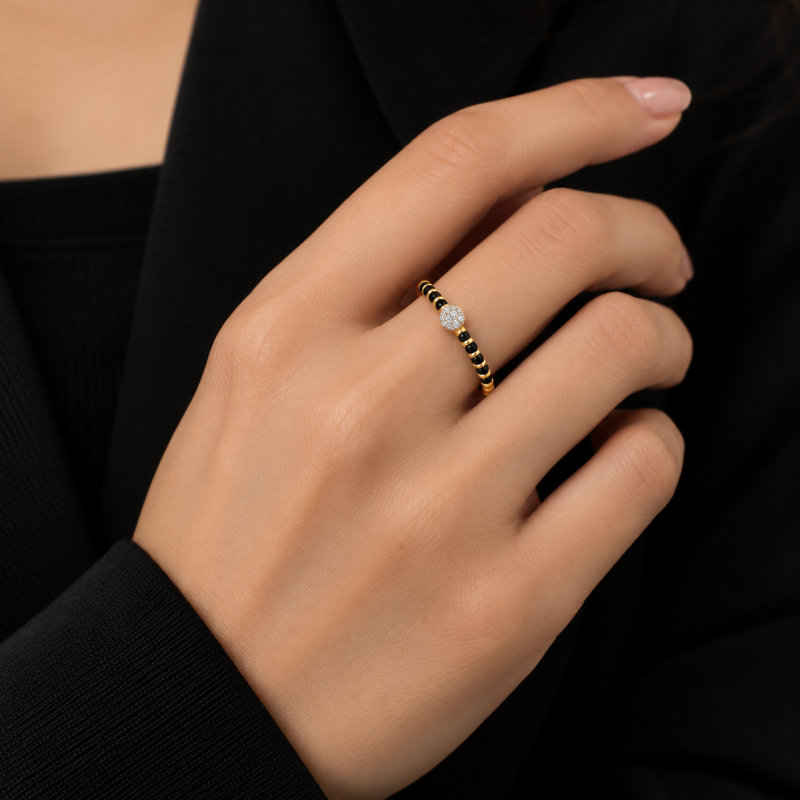 9K Gold Mangalsutra Ring 8
