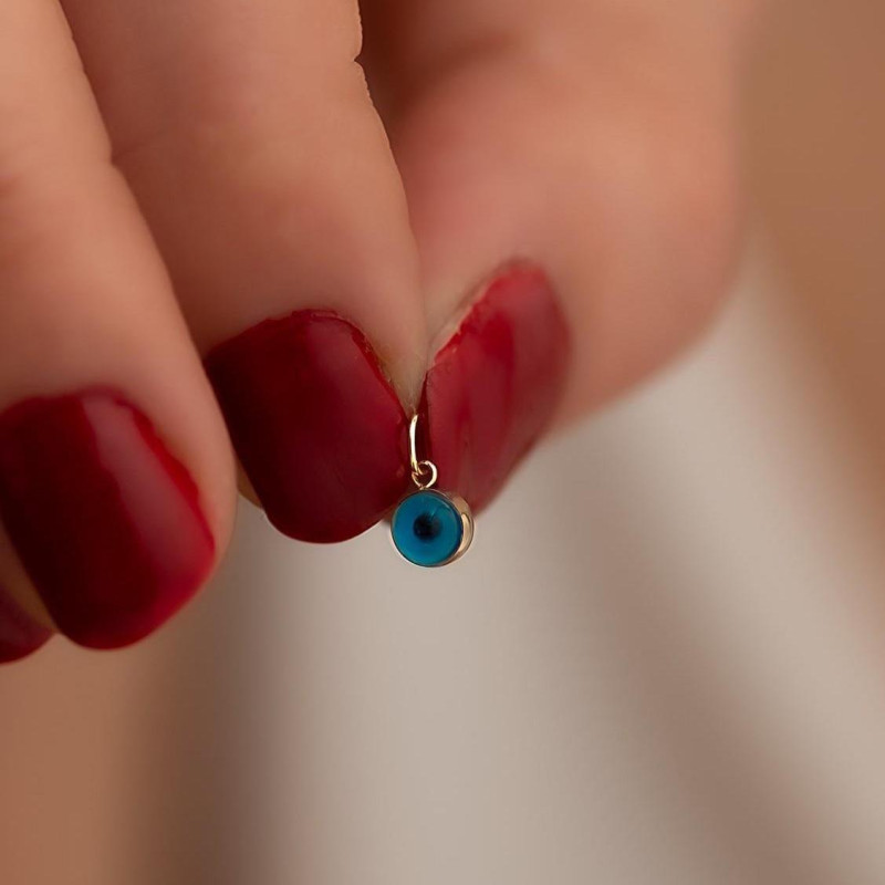 9K Gold Evil Eye Bead Pendant
