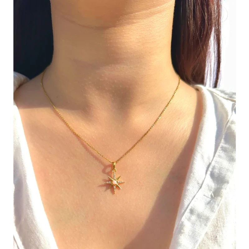 9KT Opal Star Pendant