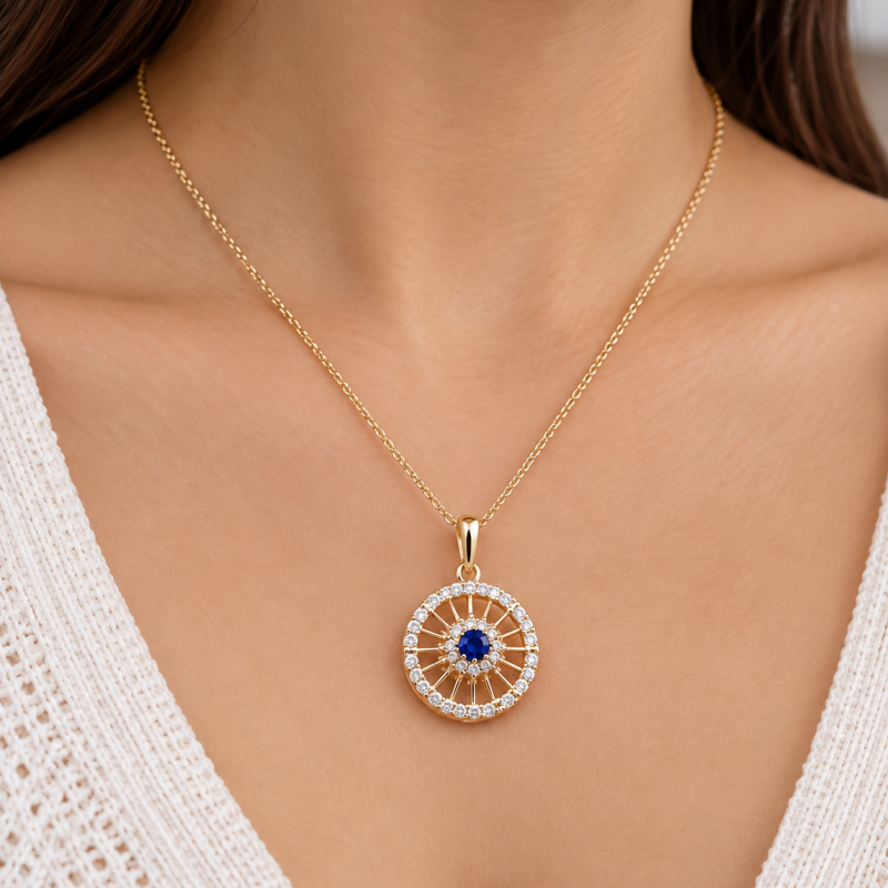 9K Small Sunburst Pendant 1