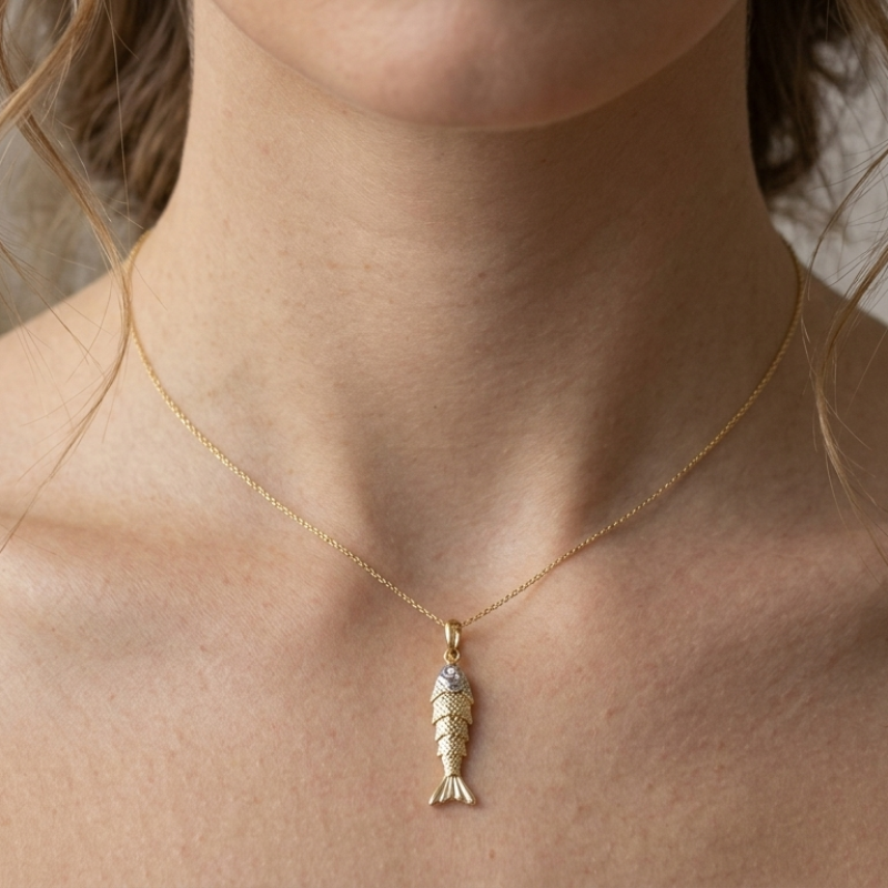 9K Gold Fish Charm Pendant 1