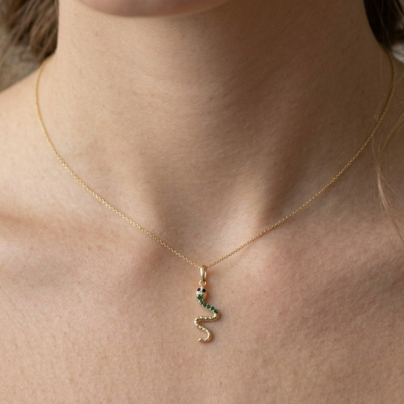 9K Gold Snake Charm