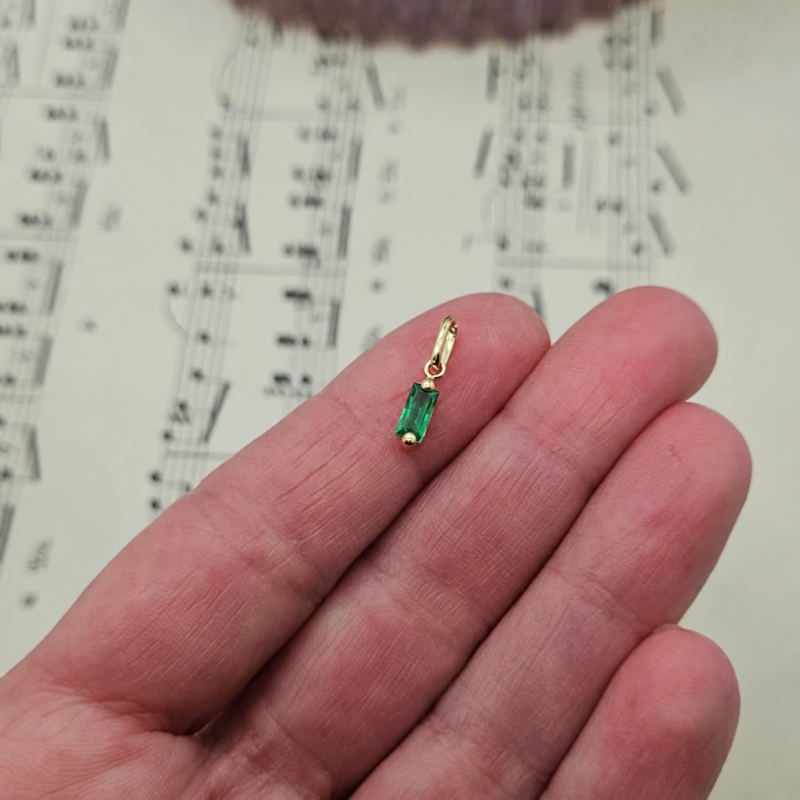 9K Gold Green Baguette Charm 9