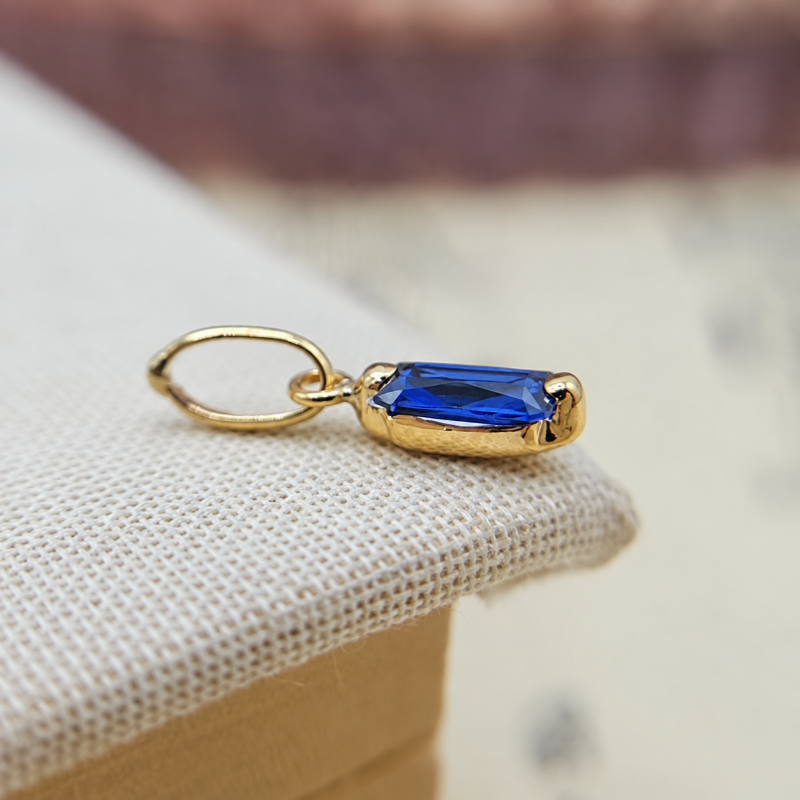 9K Gold Blue Baguette Charm 6