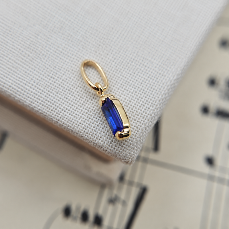 9K Gold Blue Baguette Charm 7