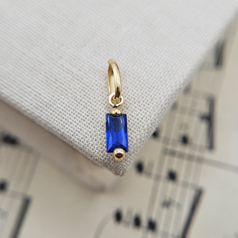9K Gold Blue Baguette Charm 8