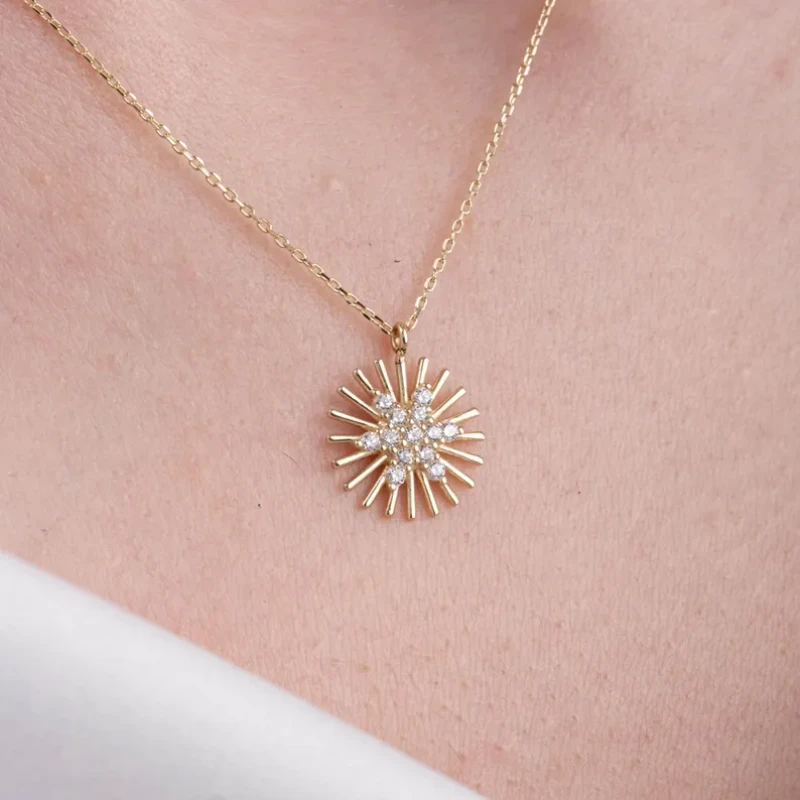 9K Solid Gold Sun Charm Pendant 1