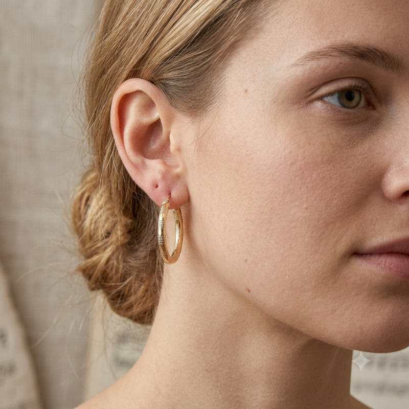 9K Zebra Hoop Earrings
