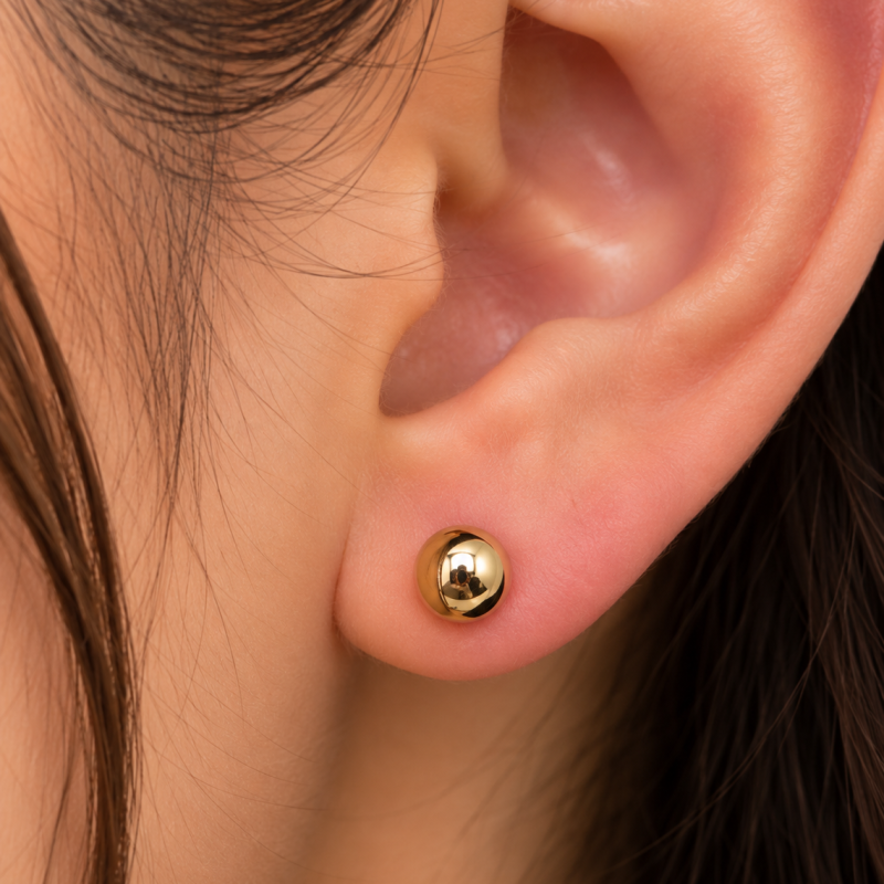 9K Gold Ball Stud Earrings 1