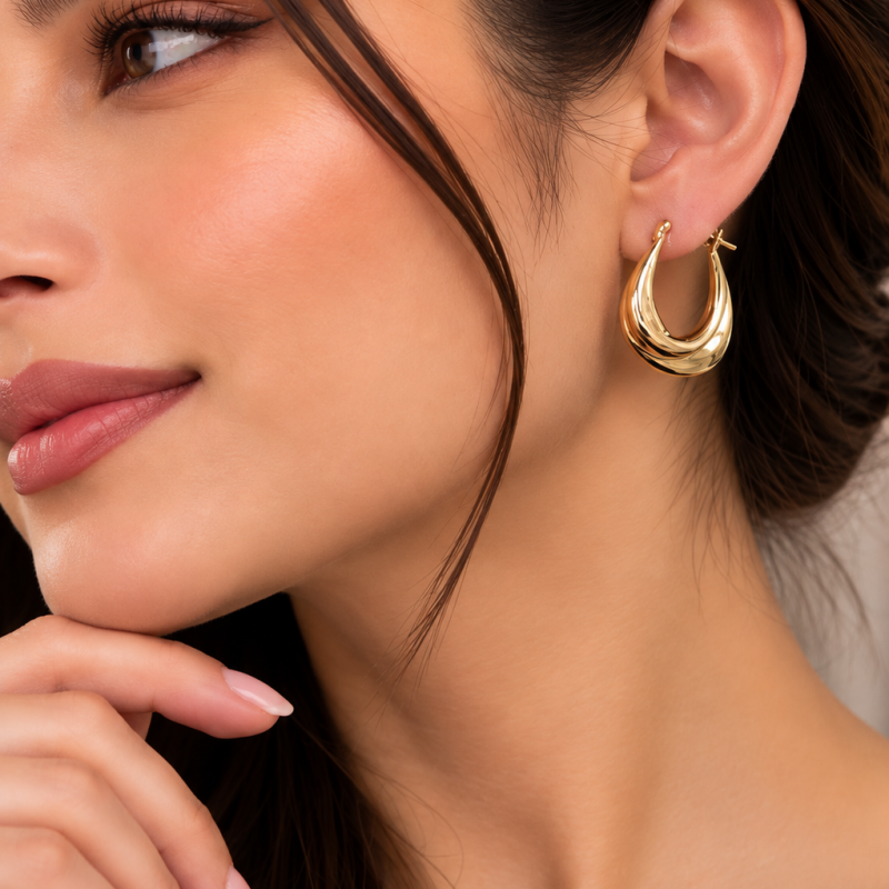 9K Small Layered Creole Earrings