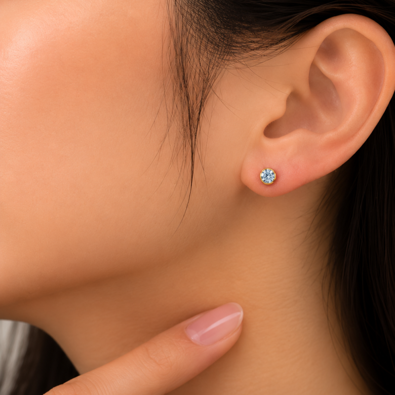 9K Gold Diamond Stud Earrings