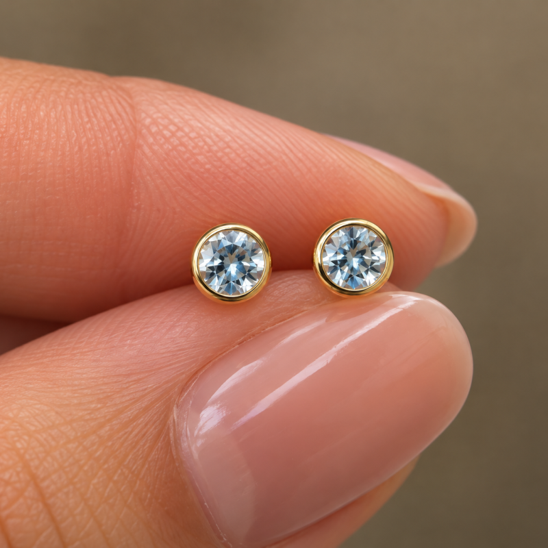 9K Gold Diamond Stud Earrings 7