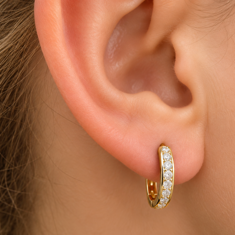 9K Gold Oval Huggie Earrings