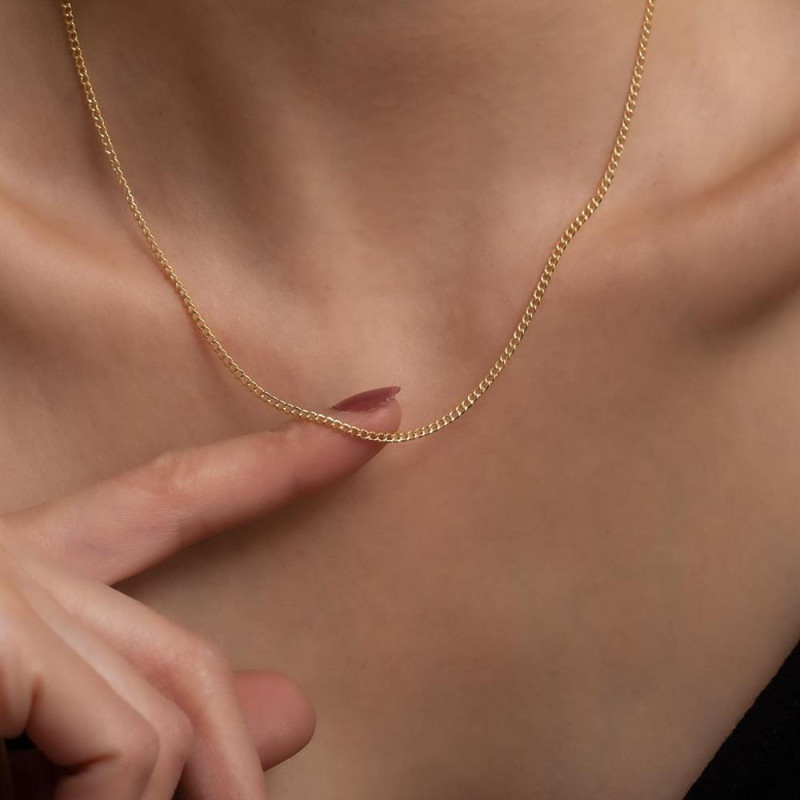 9K Gold 1mm Gourmet Curb Chain