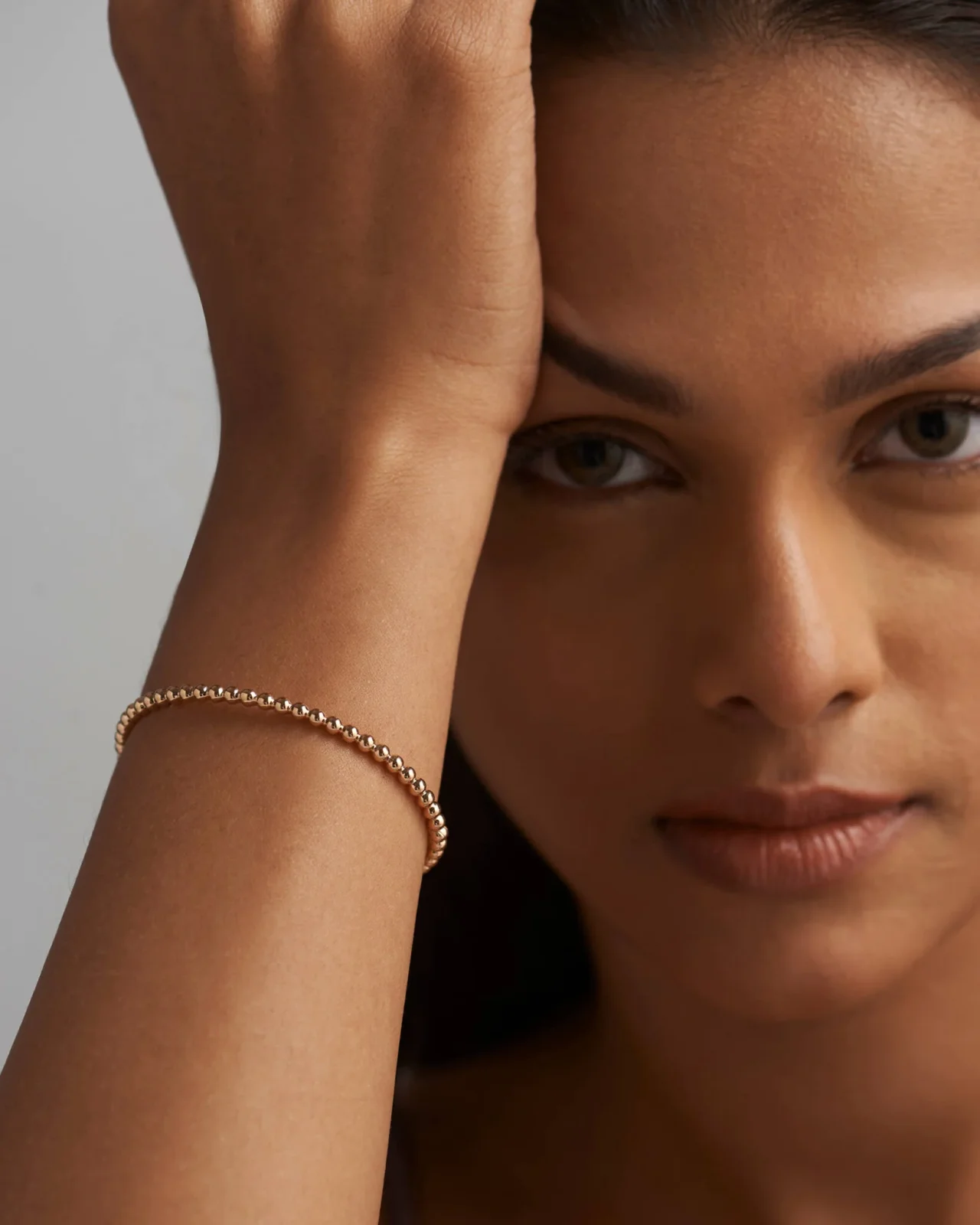 9K Gold Beaded Oval Bangle