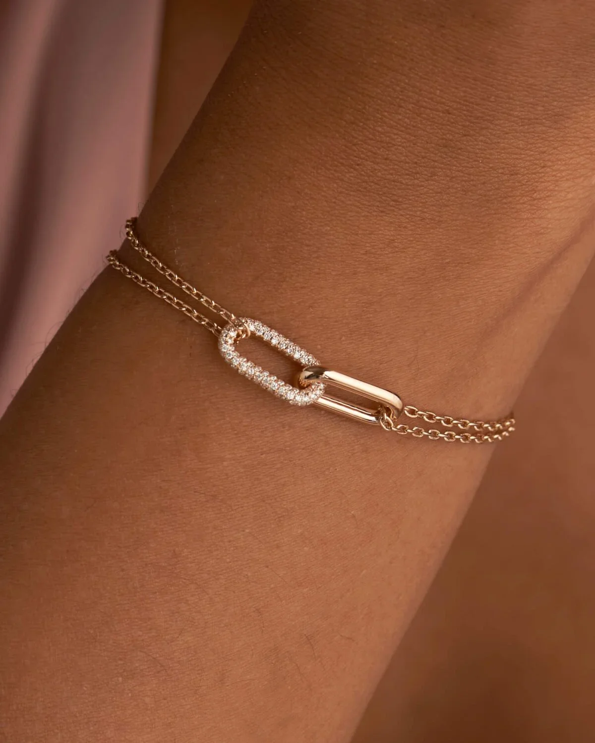 9K Gold Diamond Paperclip Link Bracelet