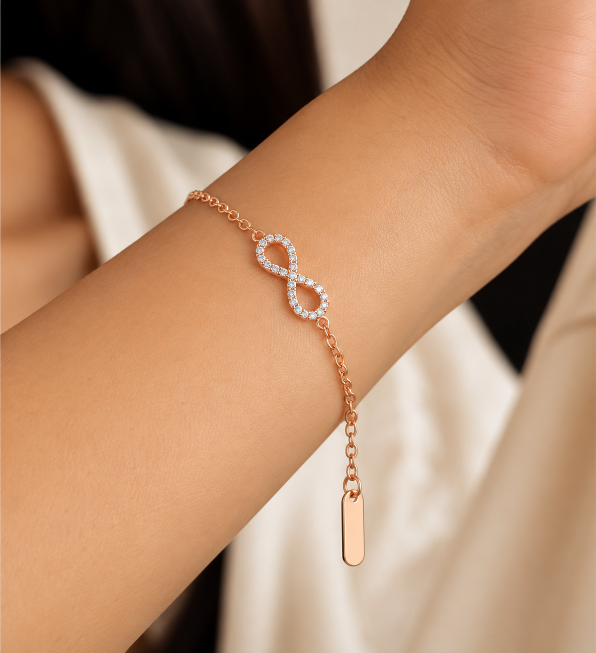 9K Gold Diamond Infinity Bracelet