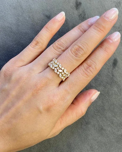 9K Gold 3 Row Marquise Ring 2