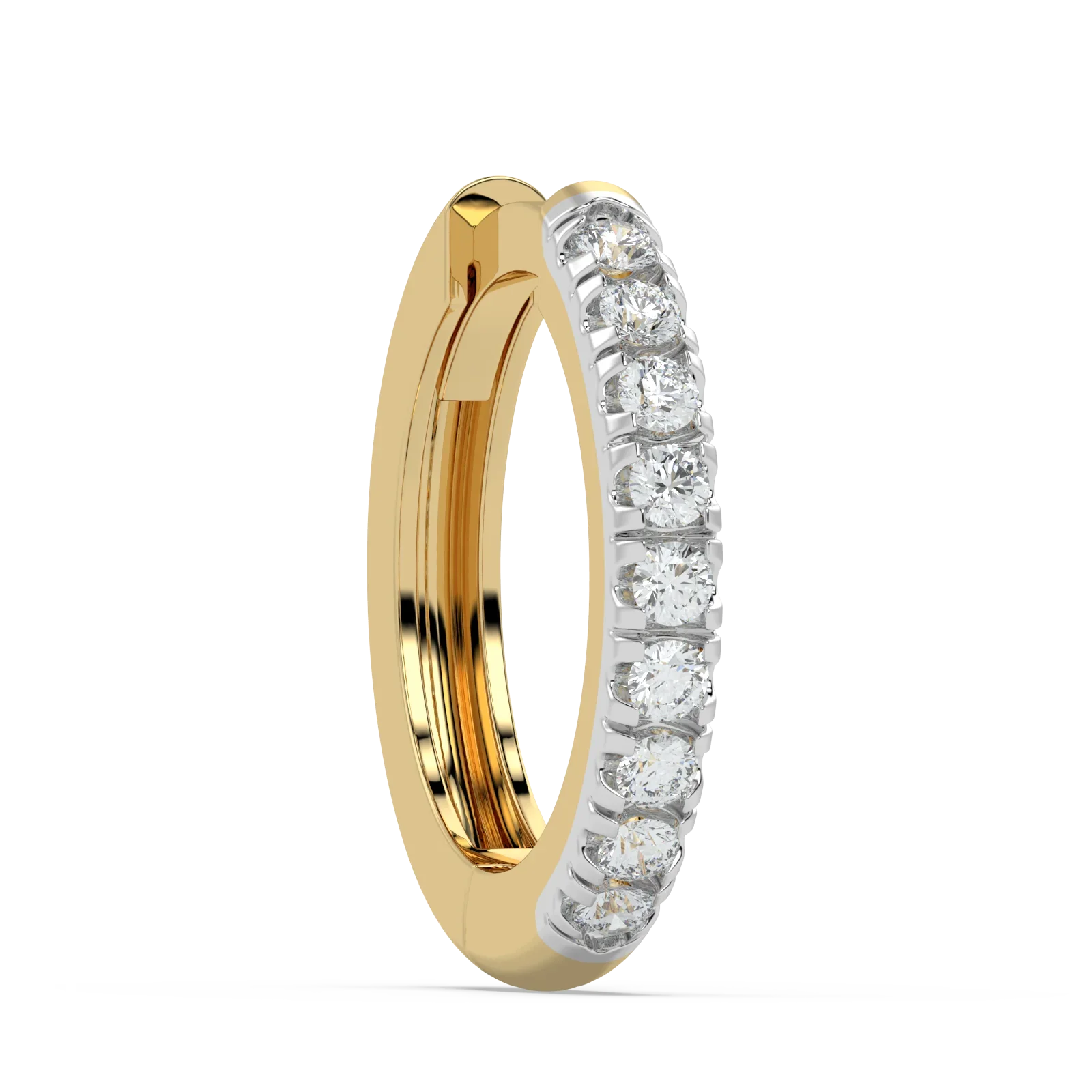 9K Gold Diamond Half Hoop Nose Pin