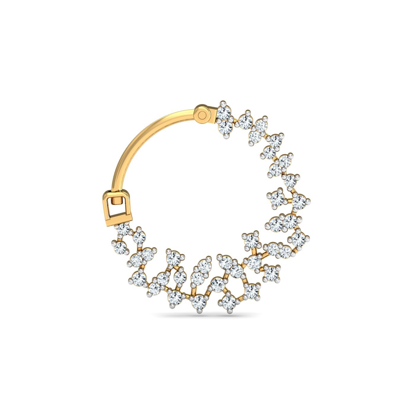 9K Gold Diamond Floral Hoop Nose Pin 1