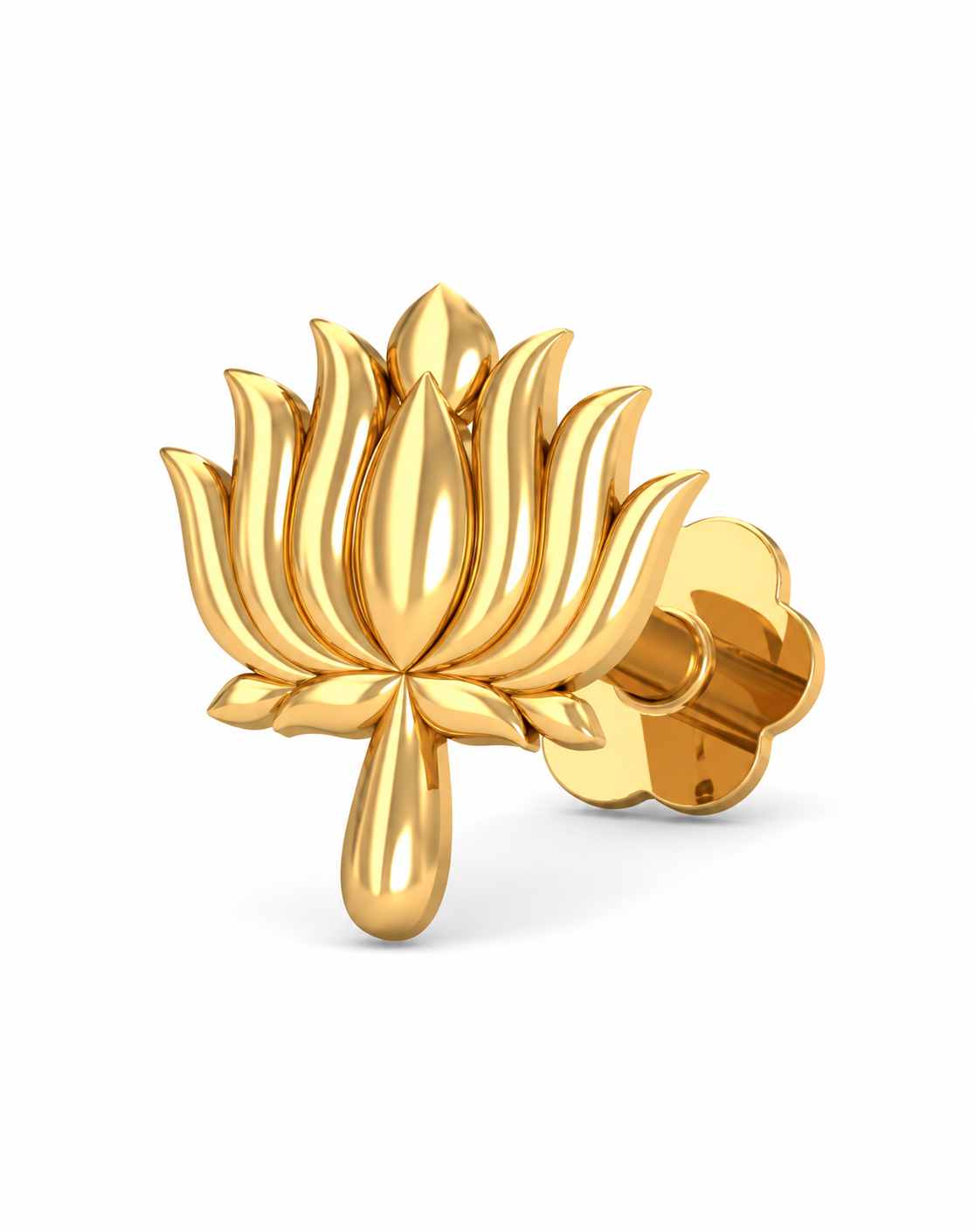 9K Gold Lotus Flower Nose Pin