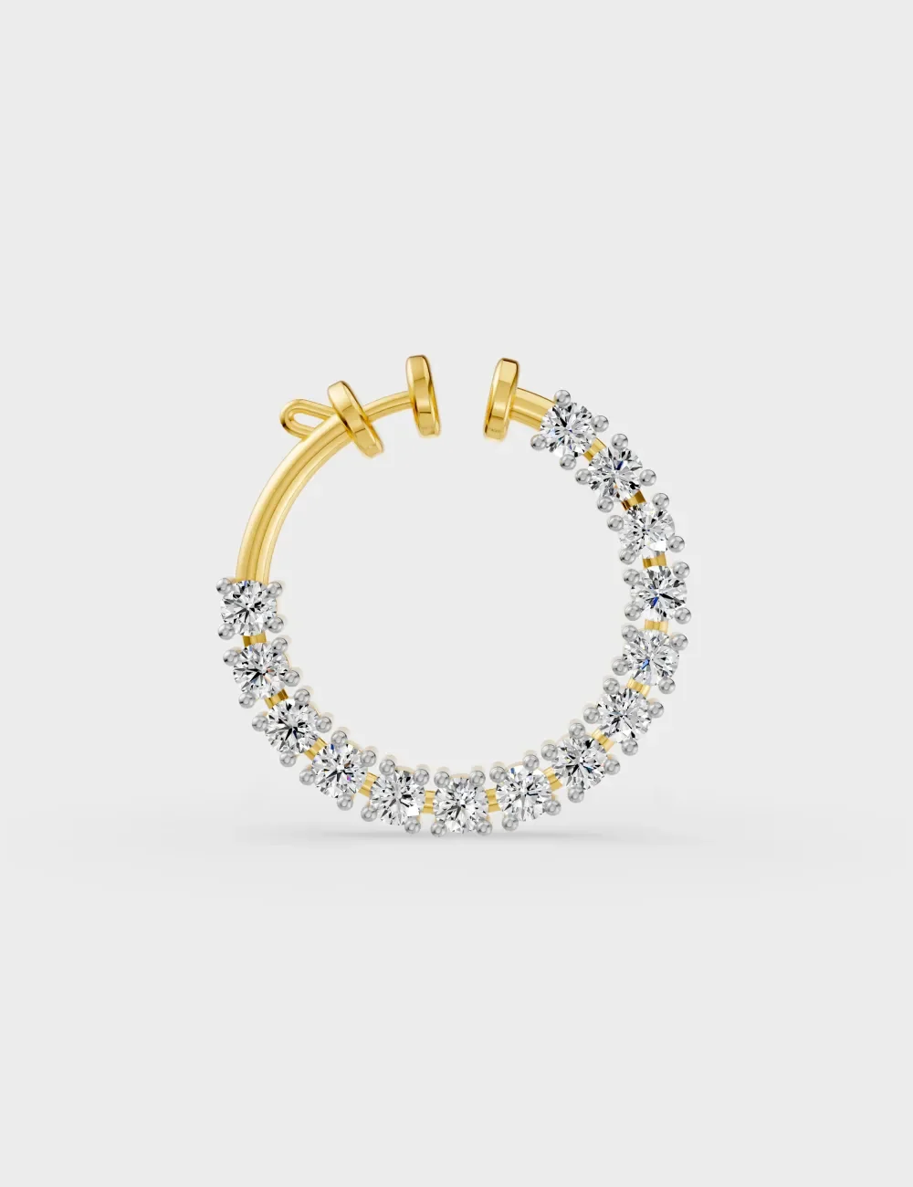 9KT Gold Diamond Hoop Nose Ring for Women