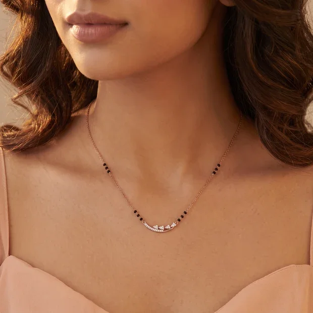 9KT Gold Crescent Diamond Mangalsutra for Women 1