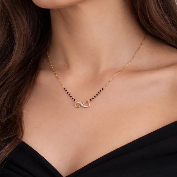 9KT Gold Infinity Diamond Mangalsutra for Women 1